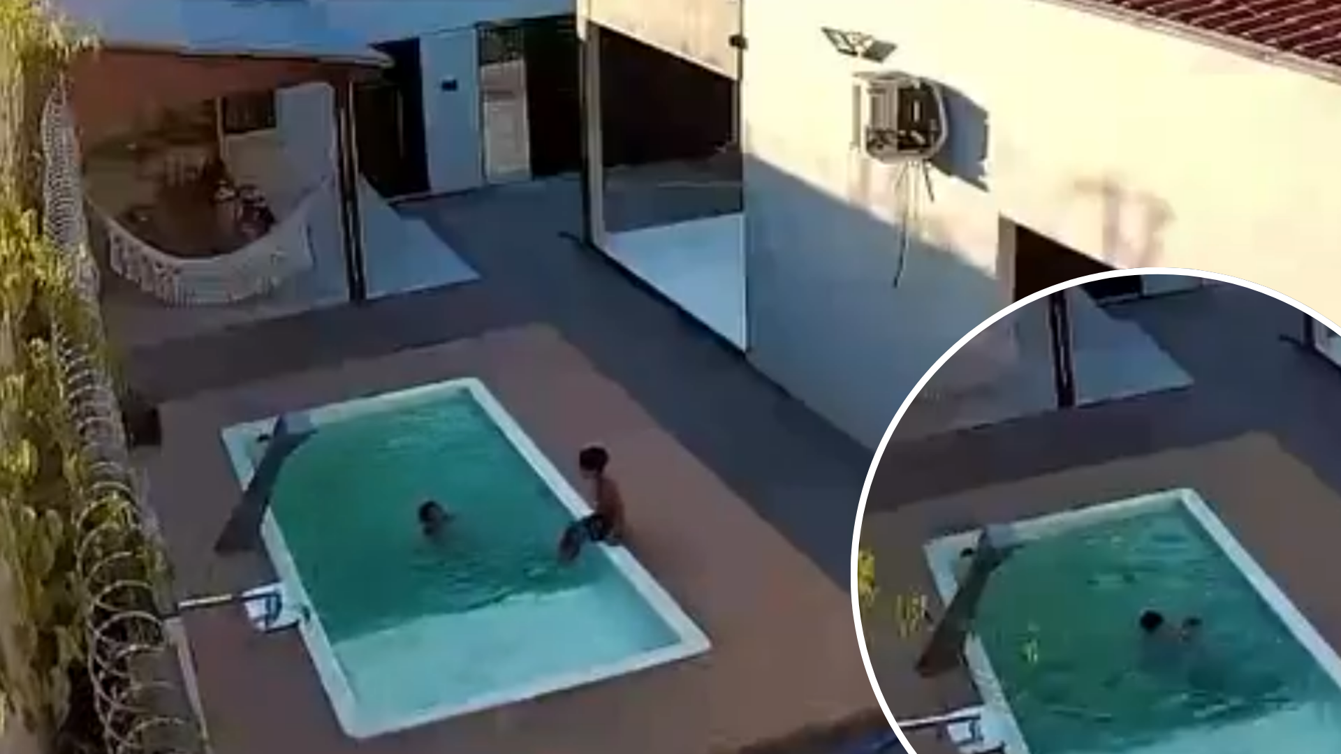 Padre rescata a sus dos hijos de ahogarse en una piscina en Brasil | Video