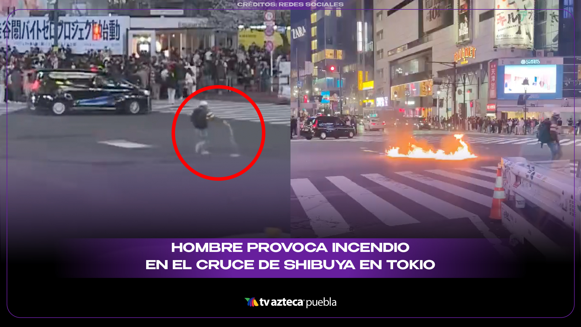 Hombre provoca incendio en el cruce de Shibuya en Tokio y desata momentos de tensión