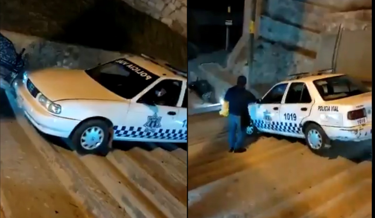 VIDEO: Policía de Oaxaca baja escaleras a bordo de patrulla - Vimarsana News