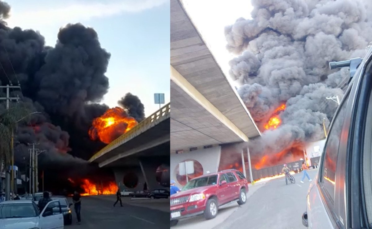 Pipa de gas choca contra tren y explota en Aguascalientes