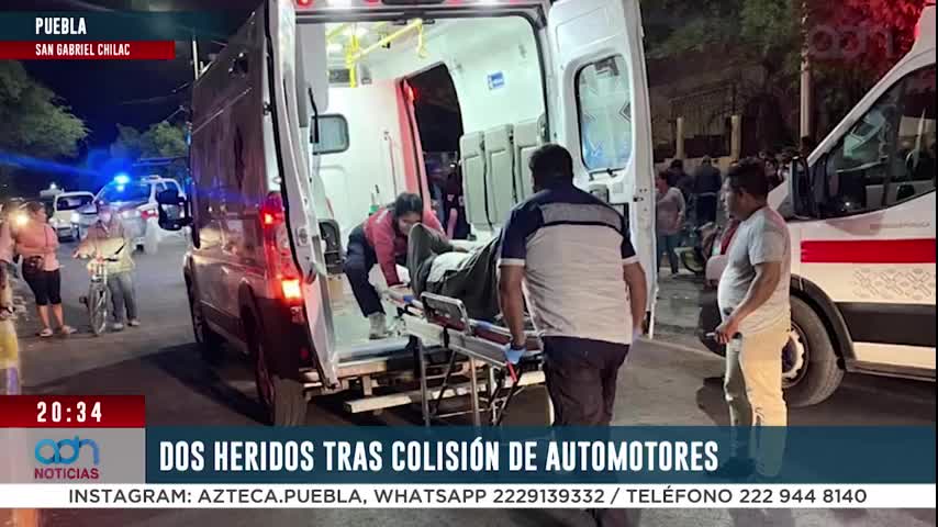 Dos heridos tras colisión en San Gabriel Chilac