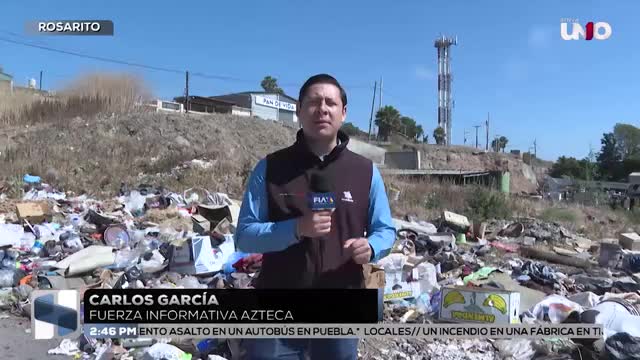 Basurero clandestino en colonia Lucio Blanco en Rosarito