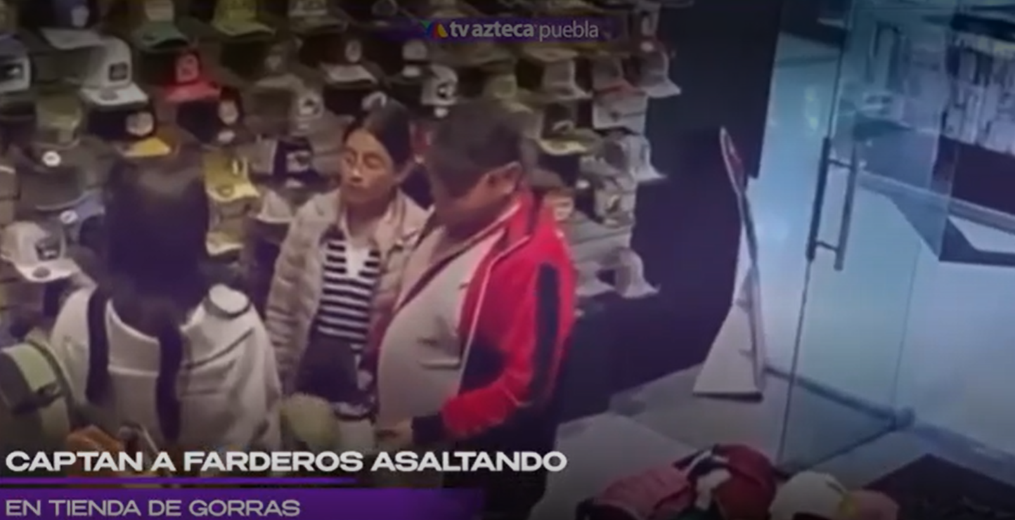 Grupo de ‘farderos’ roba gorras premium en establecimiento de Vía Atlixcáyotl