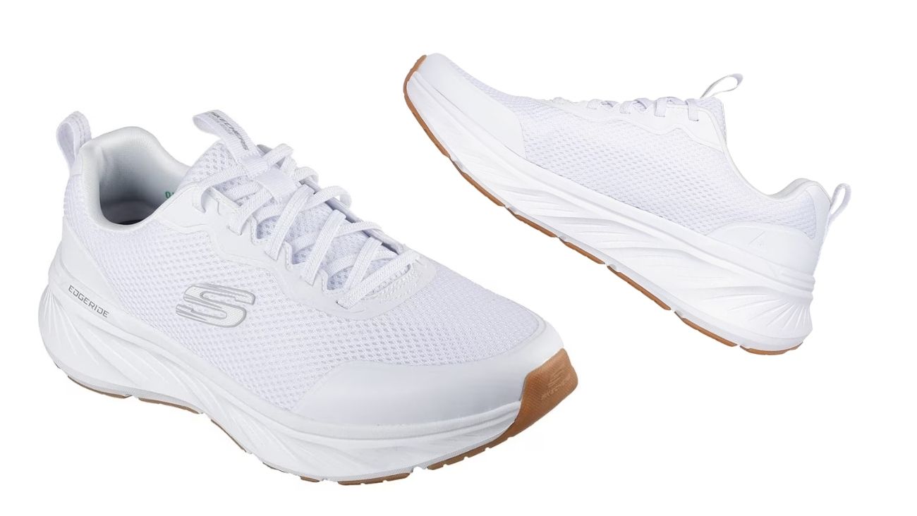 Liverpool remata tenis Skechers blancos Edgeride para hombre con un 50% de descuento