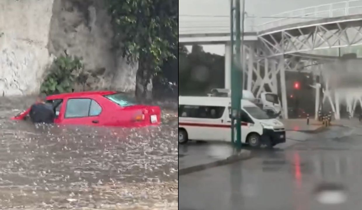 VIDEOS: Fuertes lluvias causan inundaciones en vialidades de Puebla HOY
