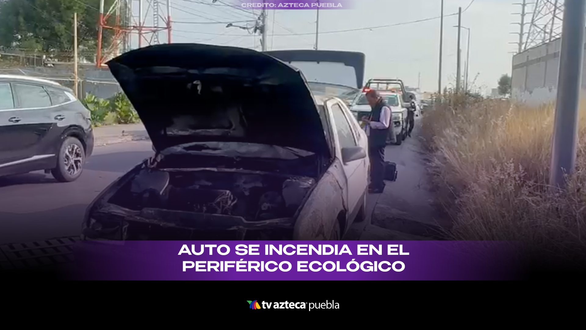 Se incendia vehículo en el Periférico Ecológico de Puebla y provoca tráfico
