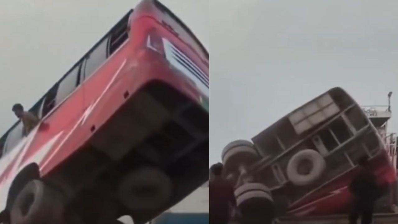 VIDEO SENSIBLE: Autobús cayó al río Padma Bangladesh; pasajeros quedaron atrapados