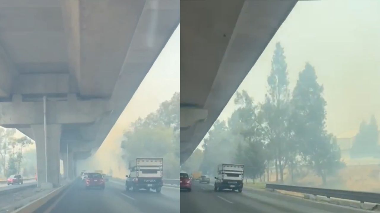 VIDEO: Incendio afecta la autopista México-Puebla hoy 15 de abril de 2025