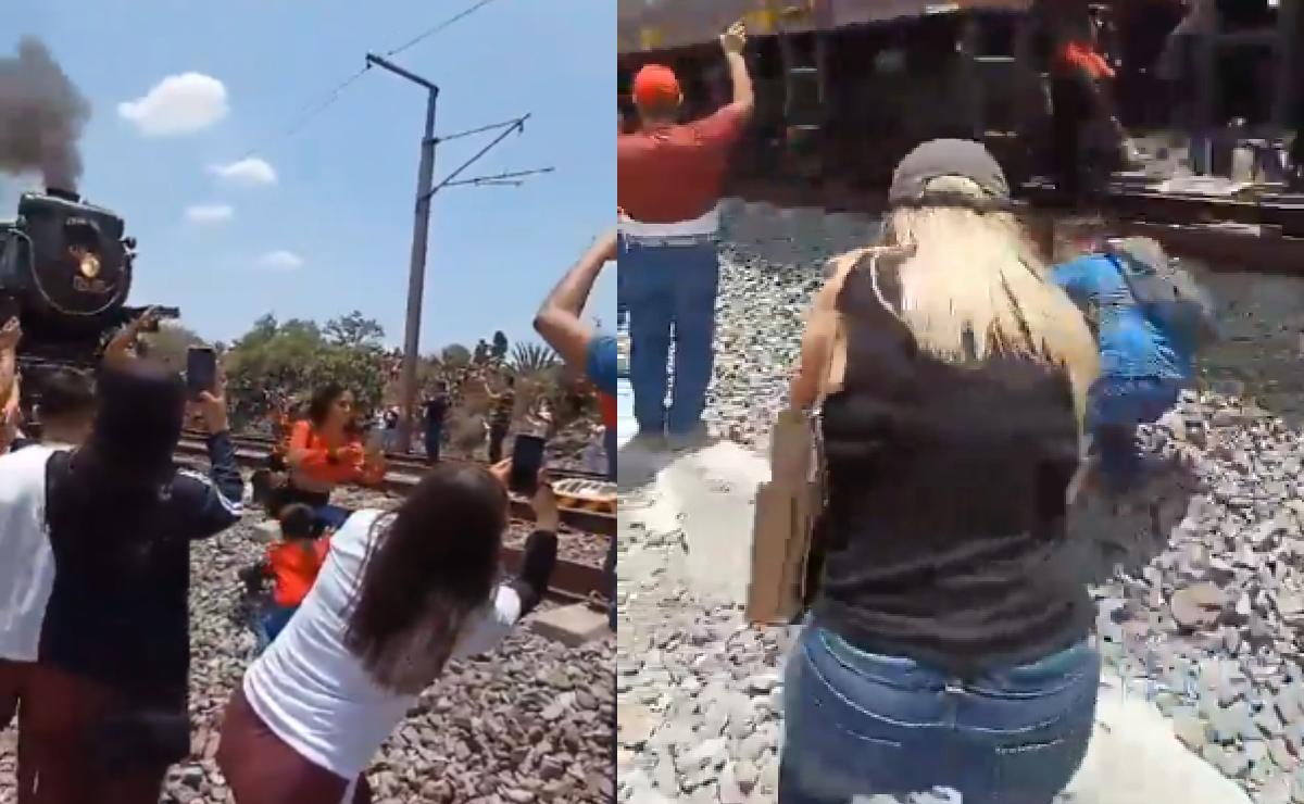 Mujer intenta tomarse selfie con tren 