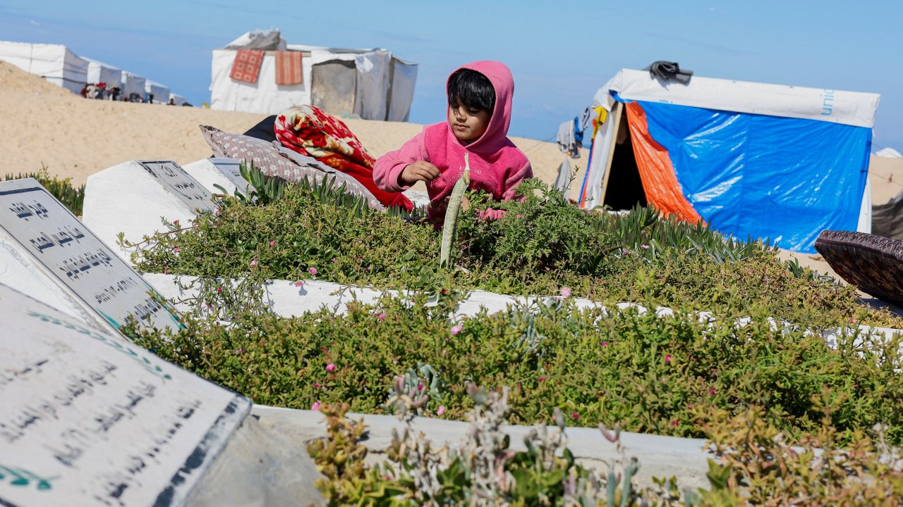 Desplazados en Gaza buscan refugio en un cementerio (VIDEO)