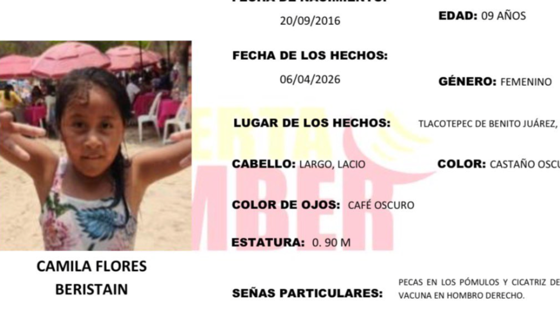 Activan la ALERTA AMBER en Puebla; reportan como desaparecida a menor en Tlacotepec, Puebla