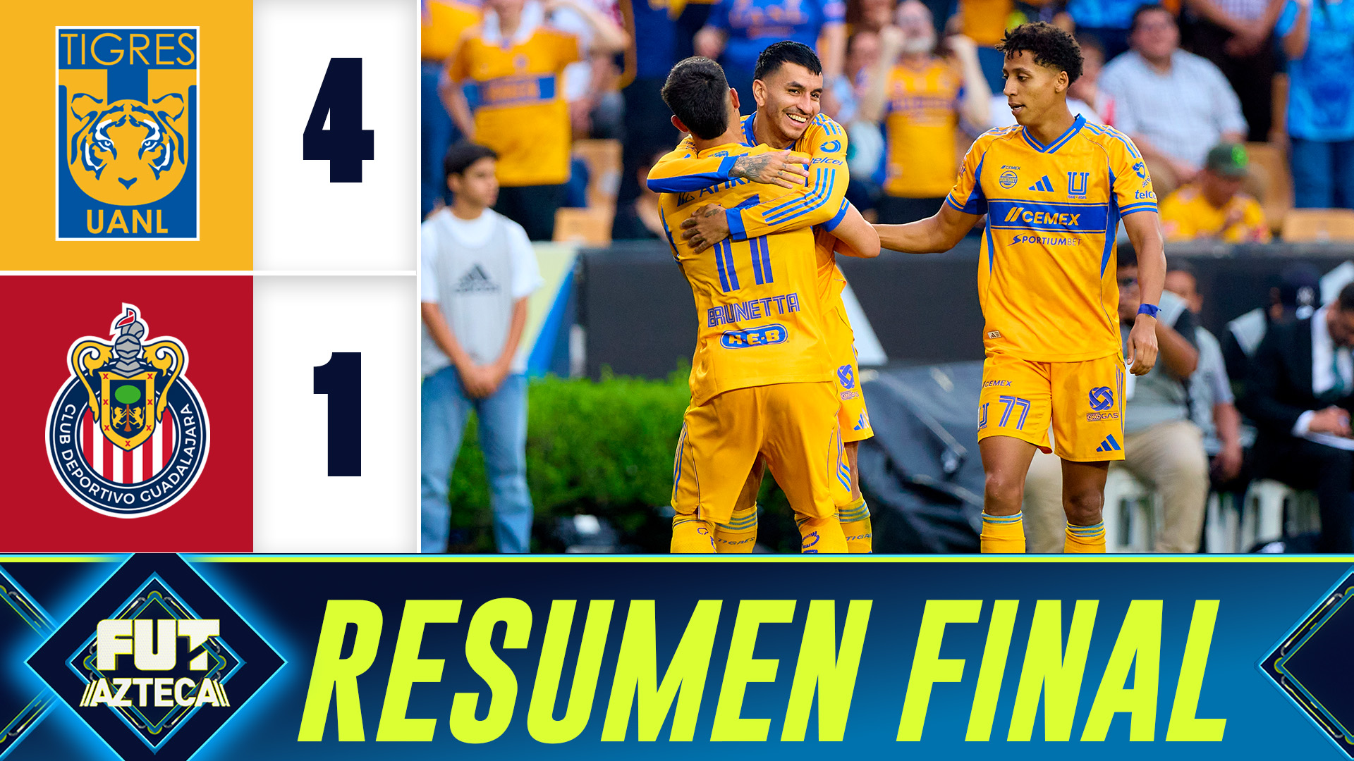 Tigres 4-1 Chivas resumen y goles | Jornada 14 Clausura 2026 Liga MX