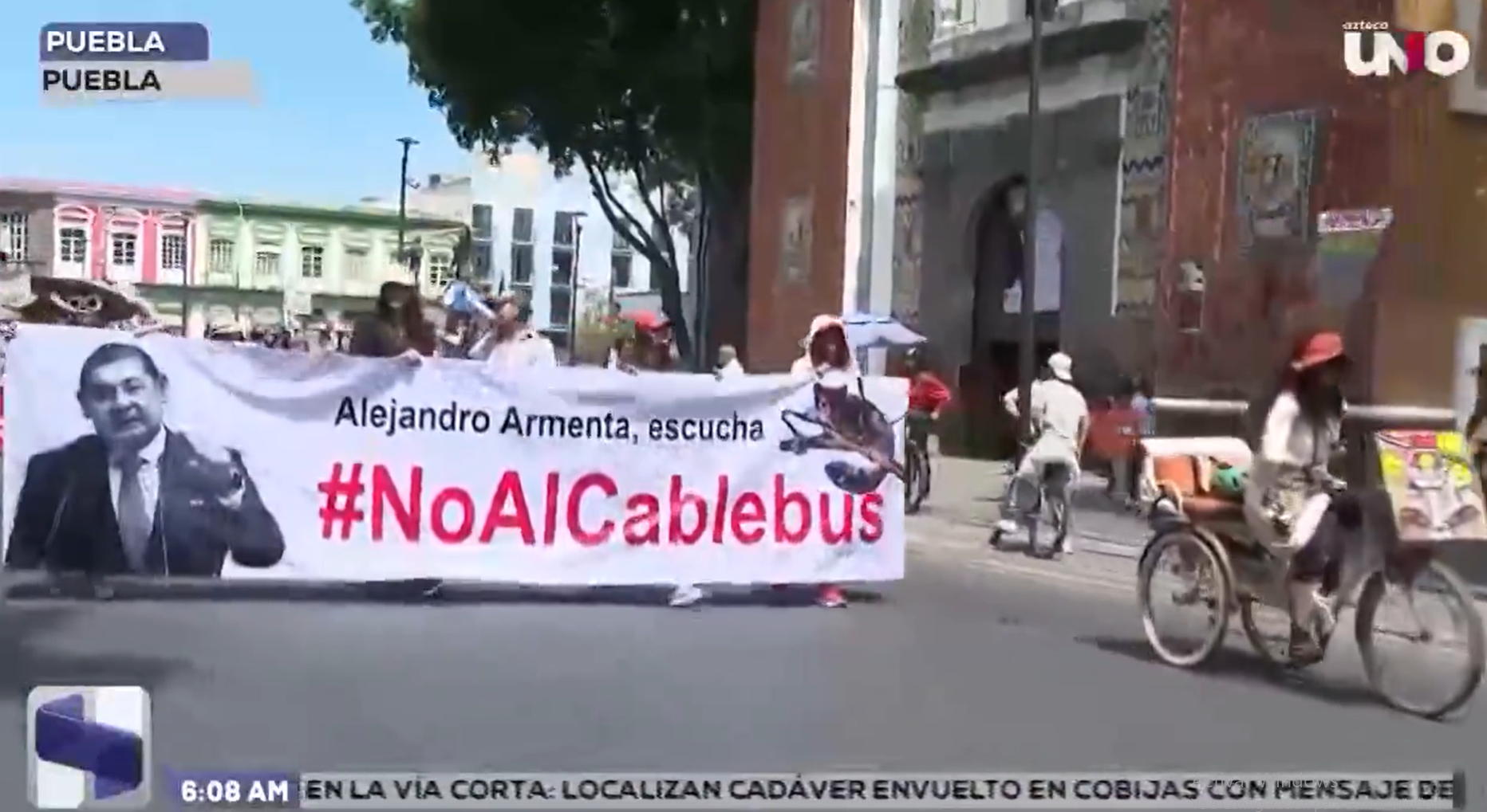Poblanos nuevamente protestan en las calles en contra del proyecto del cablebús de Alejandro Armenta; exigen su cancelación total en defensa del medio ambiente