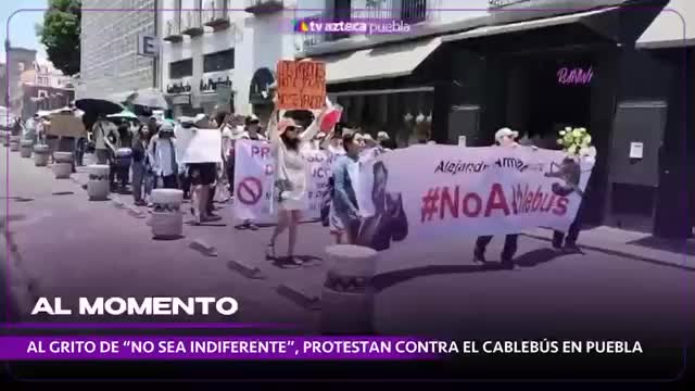 Ciudadanos denuncian en manifestación indiferencia ante ecocidio por proyecto del Cablebús en Puebla