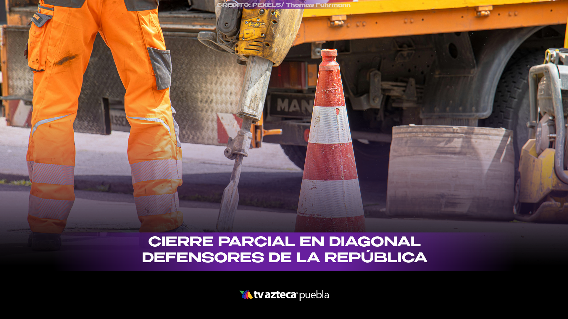Cierre parcial en Diagonal Defensores Puebla por obras