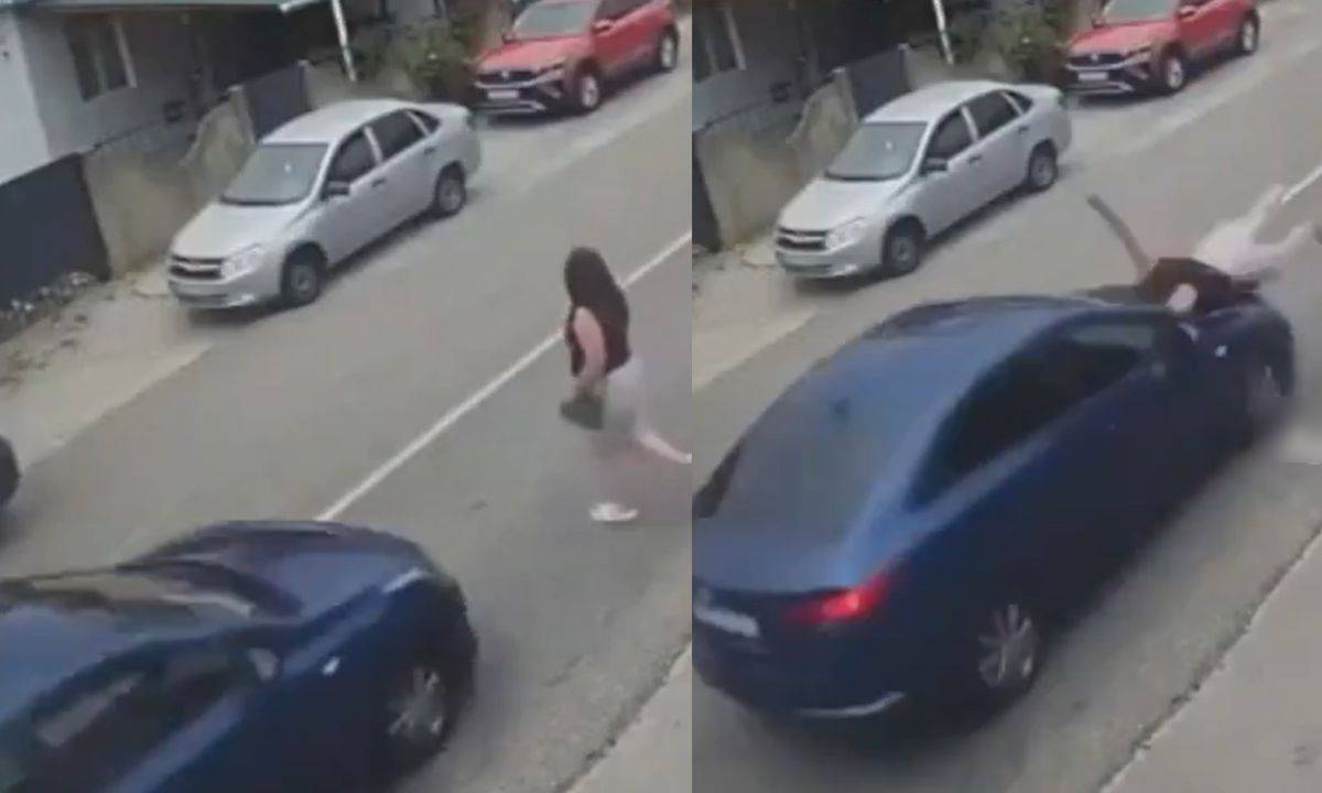 Mujer cruza la calle sin fijarse y es atropellada por un auto; ¿Cómo ...