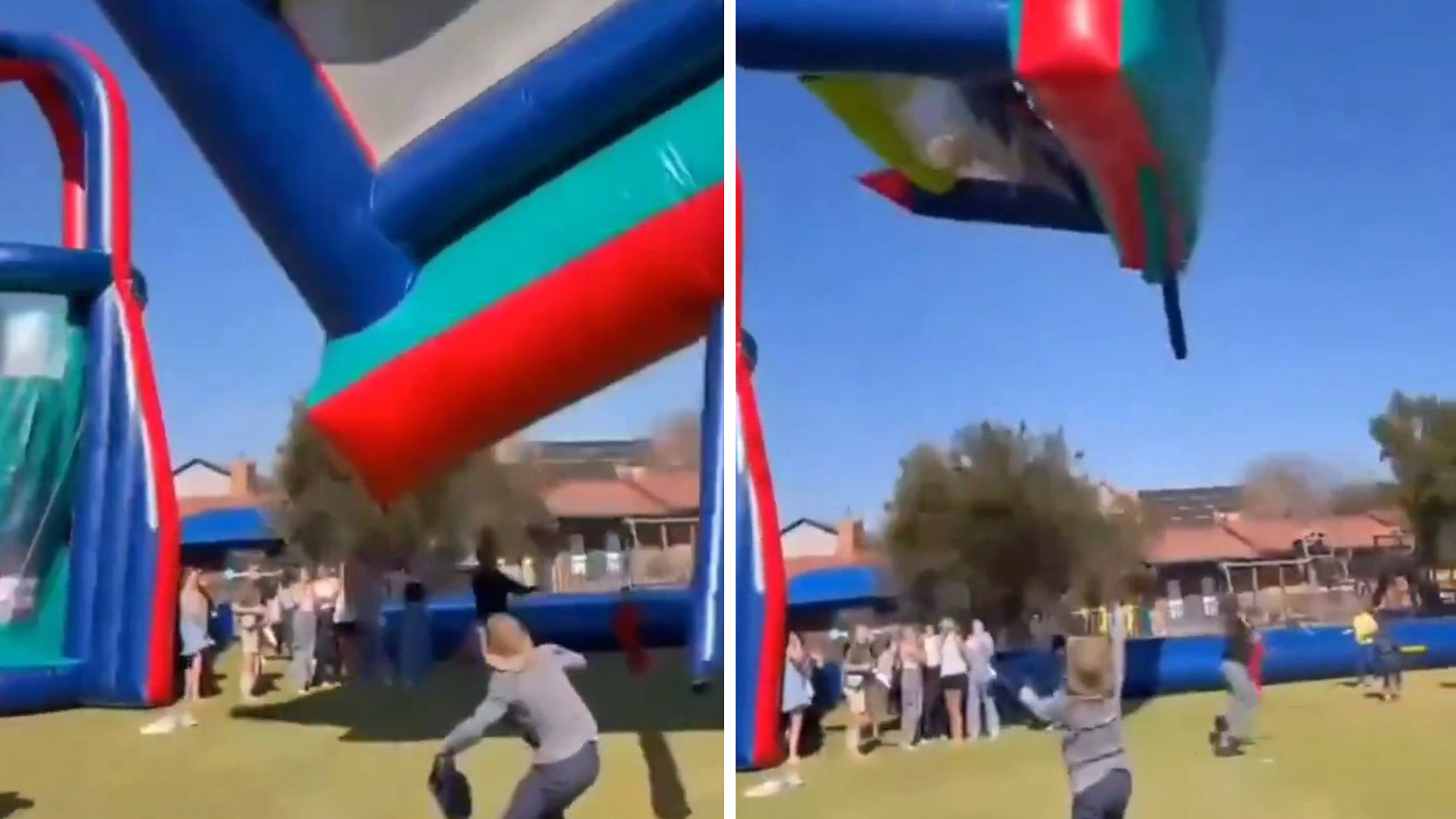 Tragedia en festival escolar: castillo inflable sale volando con niños ...