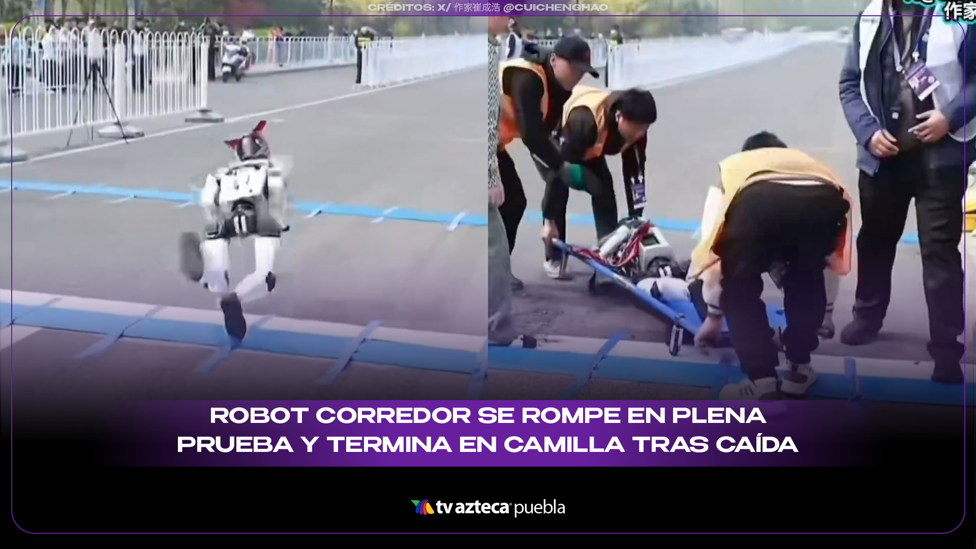 Robot corredor se rompe en plena prueba y termina en camilla tras brutal caída