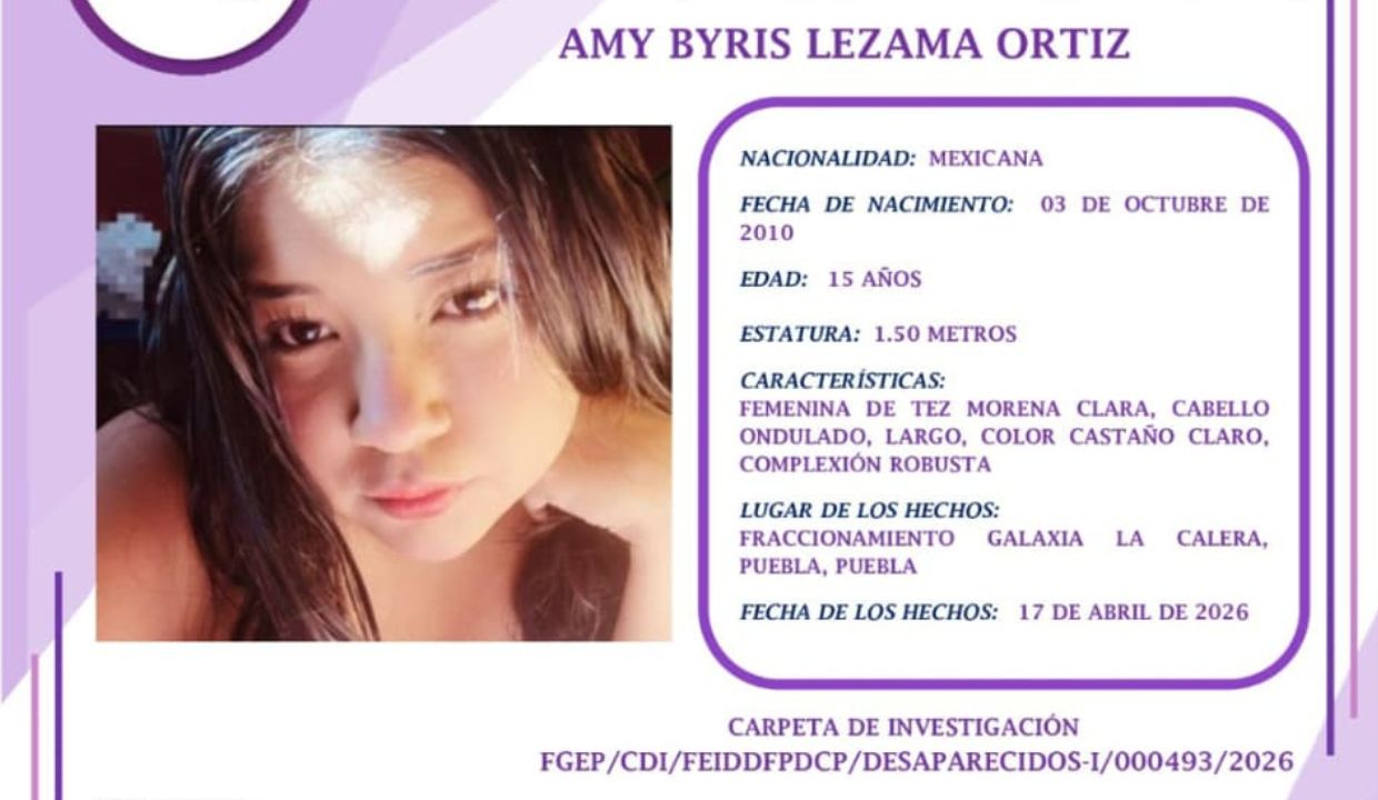 Emiten ficha de búsqueda para localizar a Amy Byris Lezema Ortiz