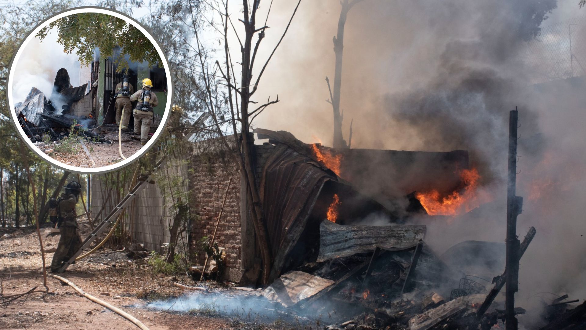 Se incendia una casa de la colonia Estrella en Los Mochis