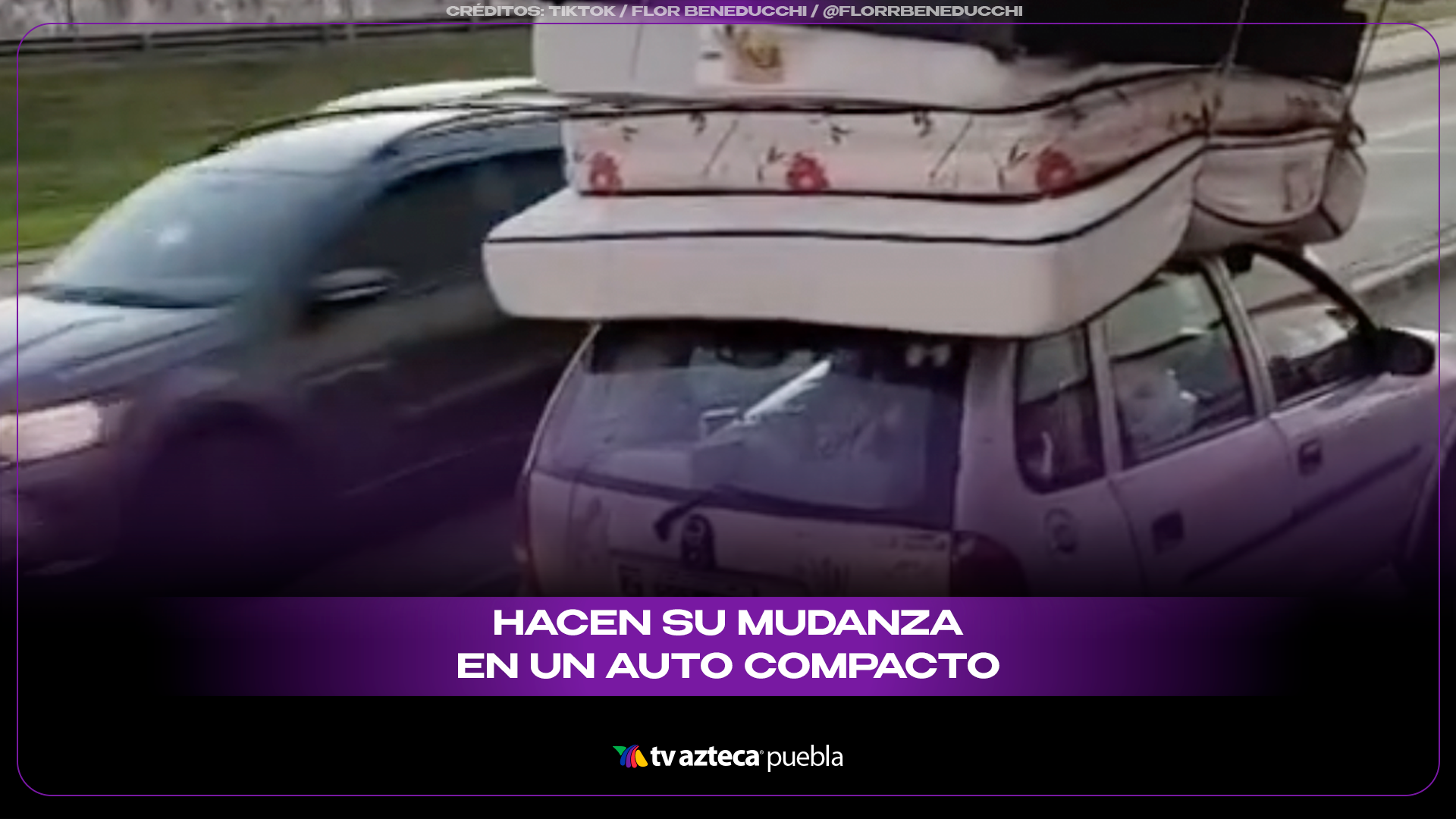 Familia se vuelve viral por hacer mudanza en auto compacto y sorprender en redes.