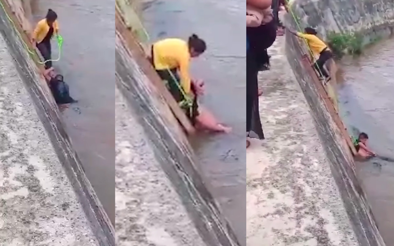 VIDEO: Madre salva a su hijo de morir ahogado en un río en San Cristóbal
