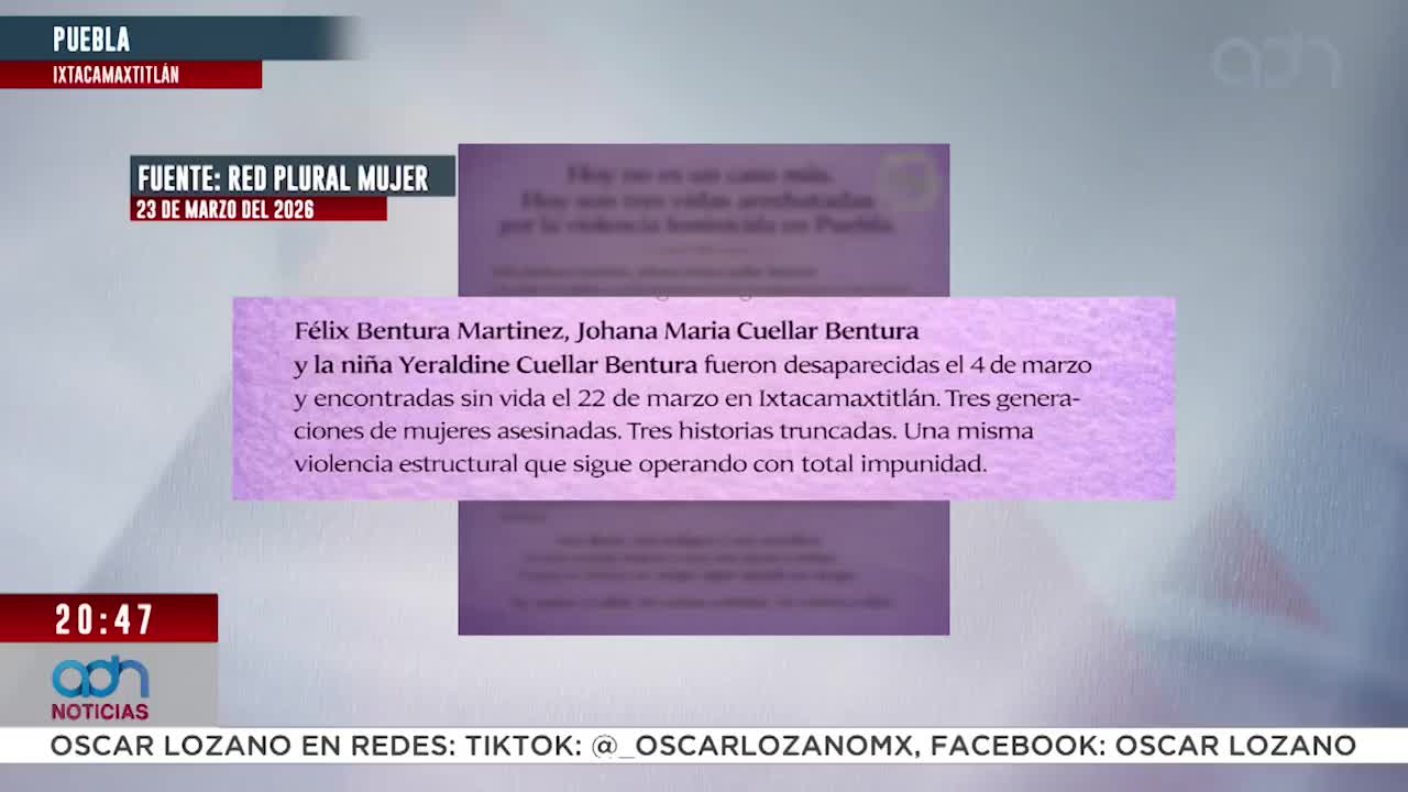 Tras el hallazgo de tres mujeres sin vida en Ixtacamaxtitlán, Puebla, colectivos exigen al gobierno de Alejandro Armenta que el caso se investigue con perspectiva de género