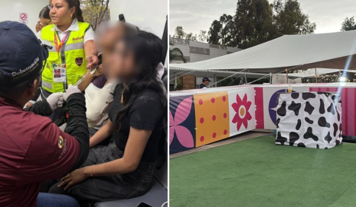 Estructura metálica cae en Feria de Puebla 2026; hay dos mujeres lesionadas