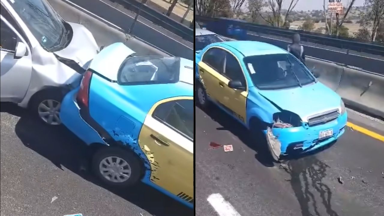 VIDEO: Carambola dejó caos sobre la carretera Apizaco-Huamantla hoy; tráfico intenso