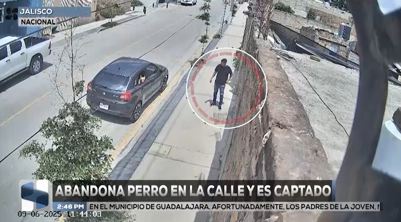 VIDEO | Captan a sujeto abandonado a un perro en plena calle en Jalisco