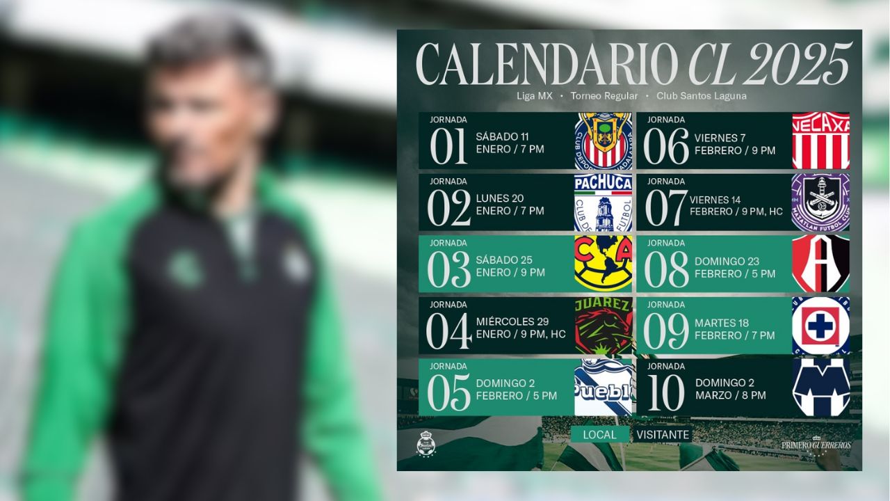 Calendario Santos Laguna para Clausura 2025 de la Liga MX