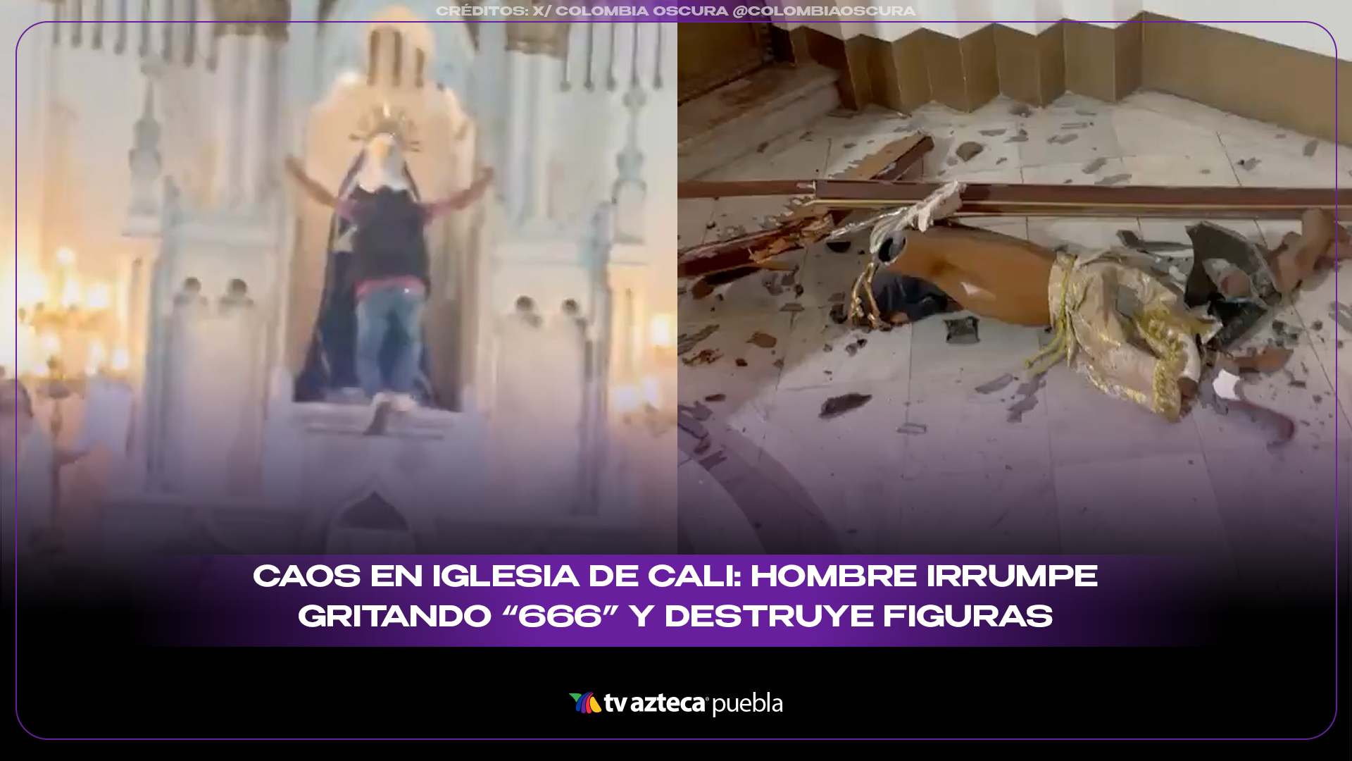 Caos en iglesia de Cali: hombre irrumpe gritando “666” y destruye figuras religiosas