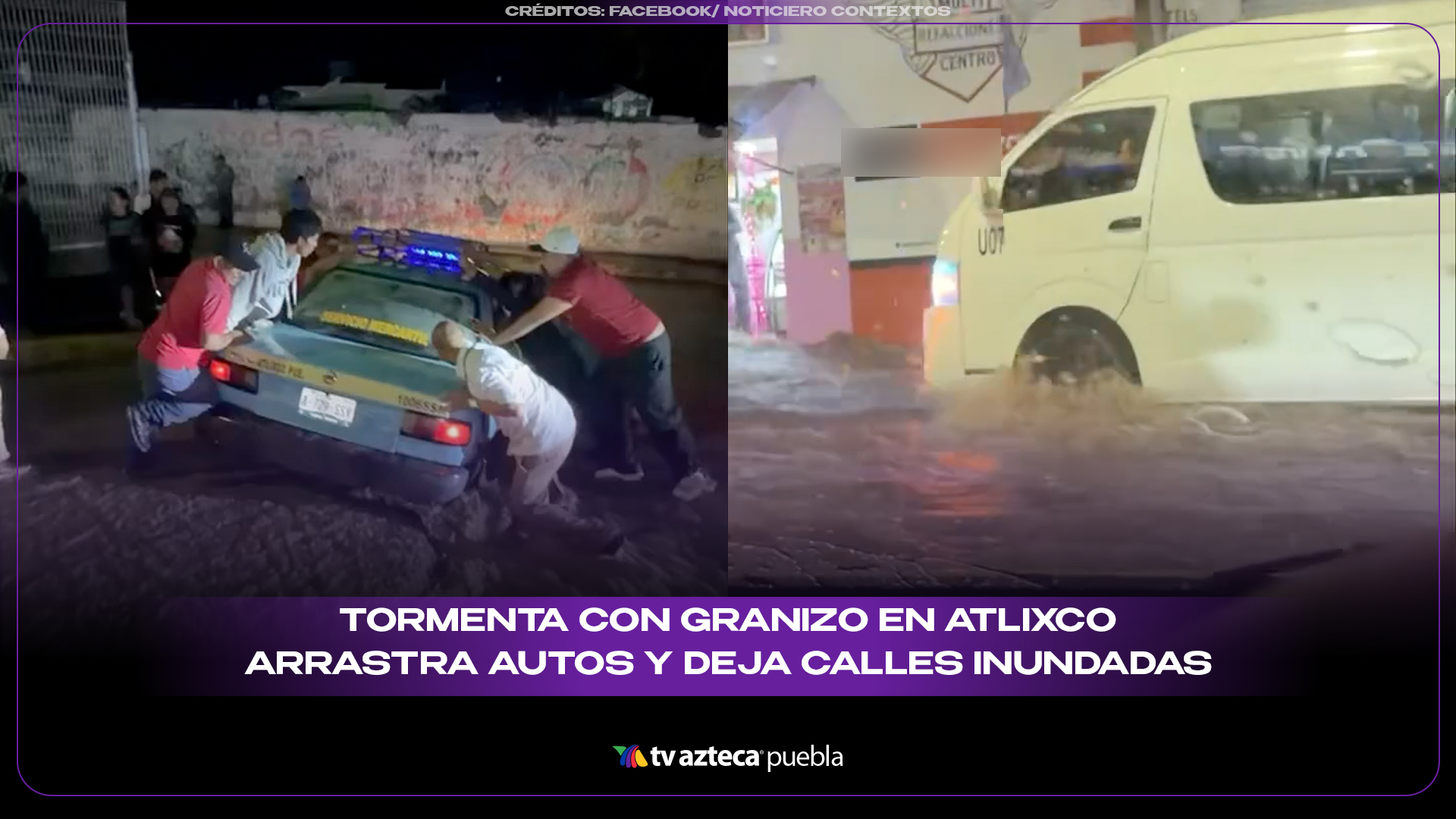 Tormenta con granizo en Atlixco arrastra autos y deja calles inundadas