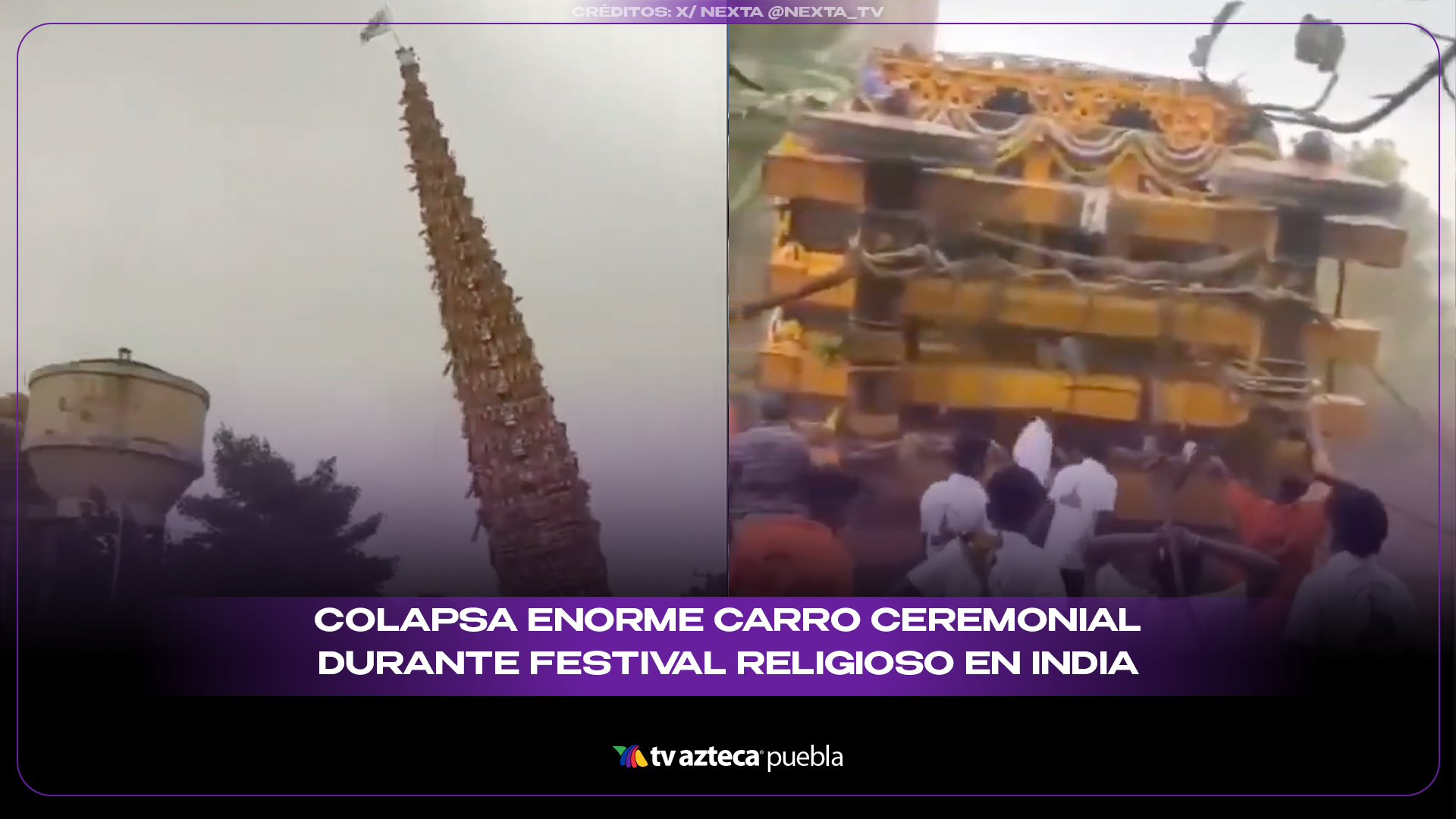 Colapsa enorme carro ceremonial durante festival religioso en India y provoca tragedia