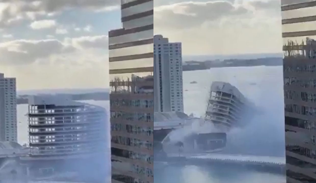 VIDEO: ¡Reducido a escombros! Demuelen en cuestión de segundos icónico hotel de Miami