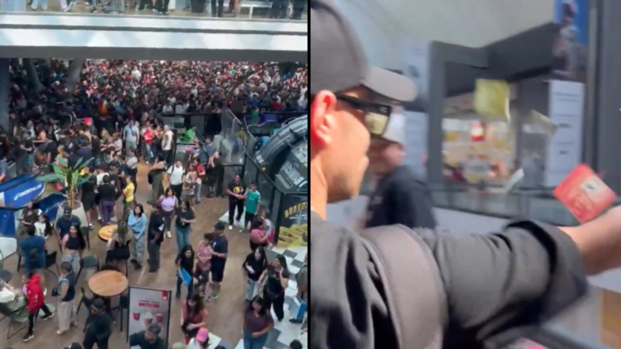 VIDEO: Influencer lanza 700 mil pesos en plaza comercial y provoca avalancha con heridos