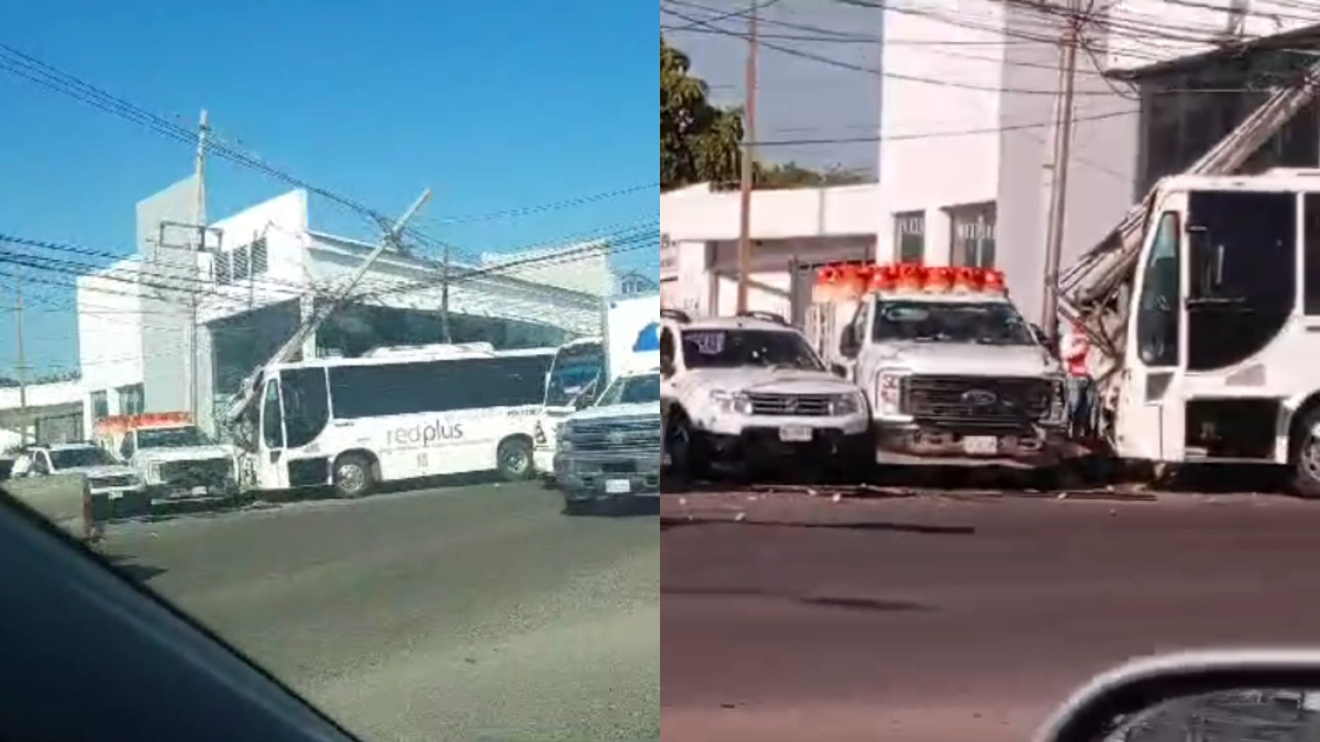 Choca camión contra poste de luz y camioneta repartidor de gas, por el ...