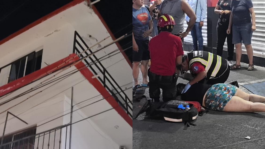 Mujer cae de un segundo piso en Campeche y termina lesionada