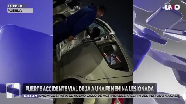 Fuerte accidente vial deja a una mujer lesionada en Puebla