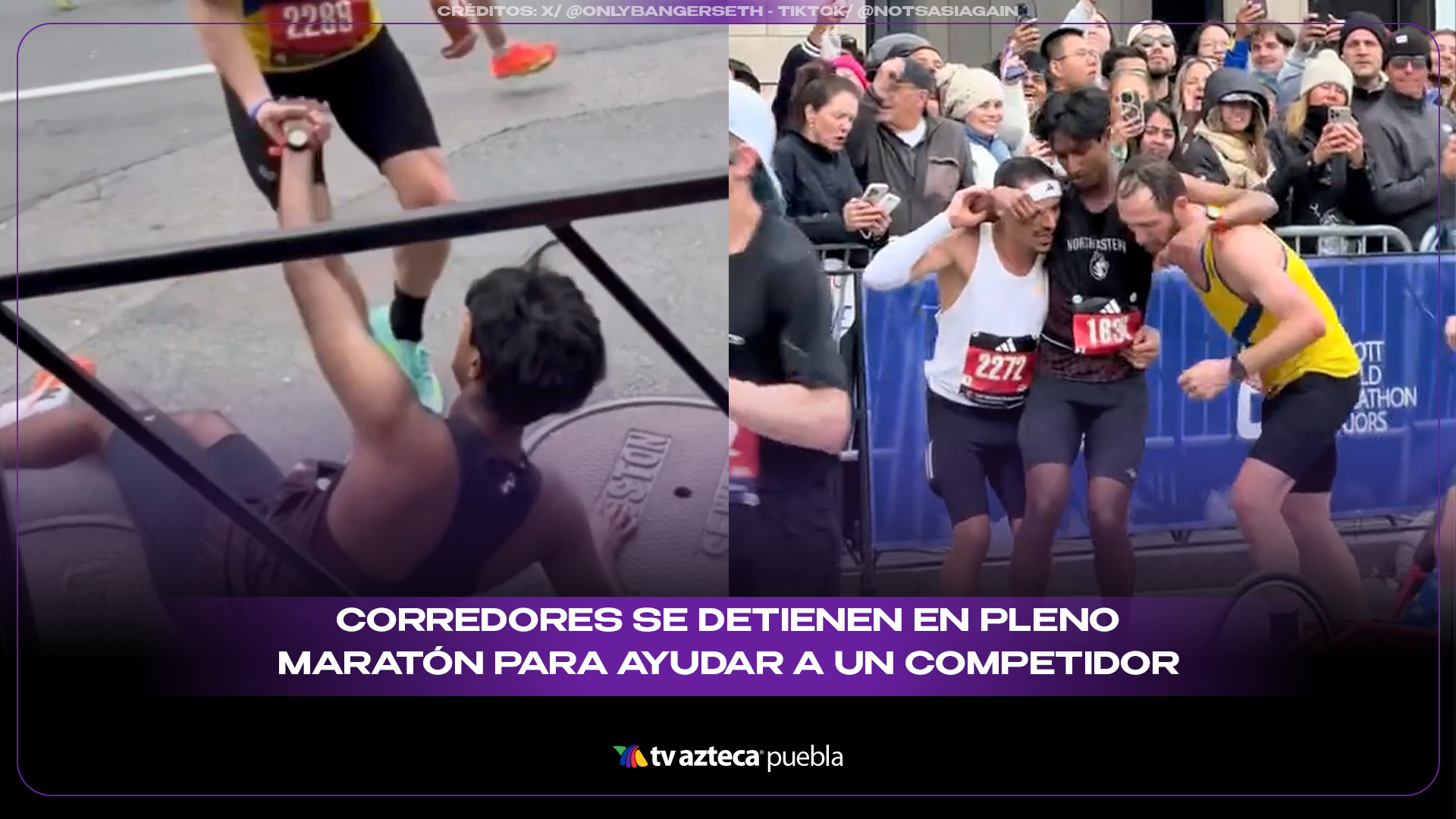 Corredores se detienen en pleno Maratón de Boston para ayudar a un competidor que se desplomó