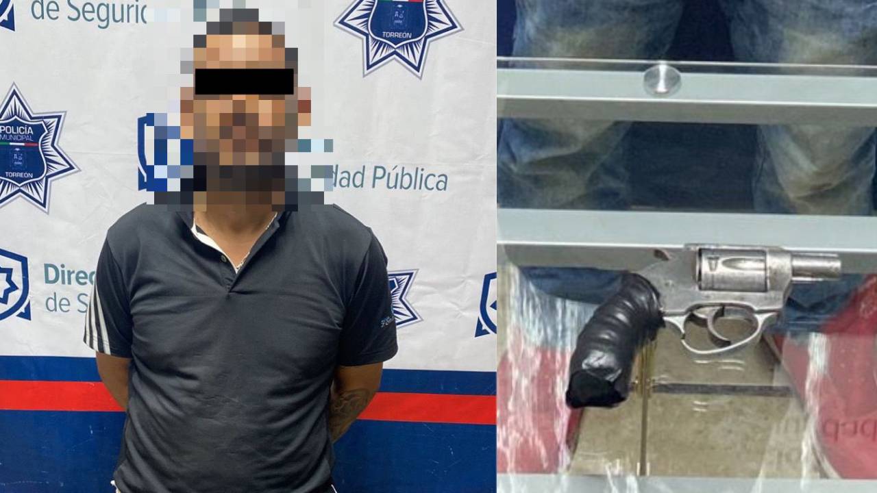 Detienen a hombre por amenazar con arma de fuego a policías en Torreón