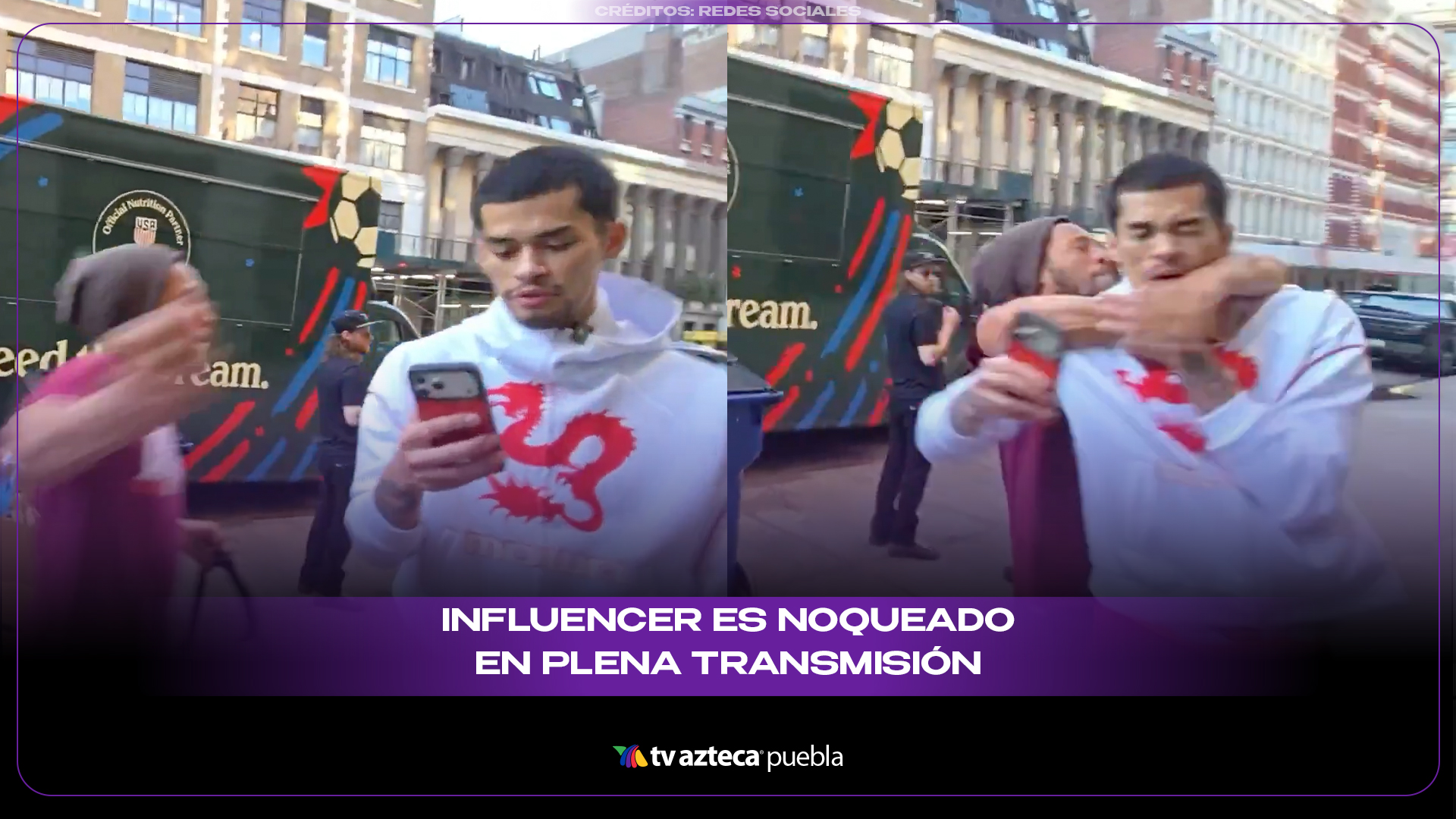 Influencer es noqueado en plena transmisión tras polémicas declaraciones en la calle