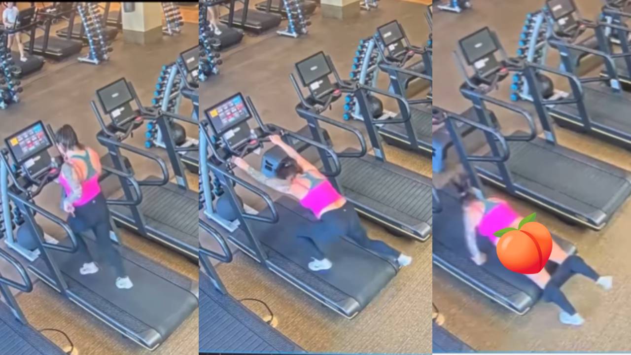 VIDEO: Mujer se cae en la caminadora del gimnasio y pierde sus pantalones