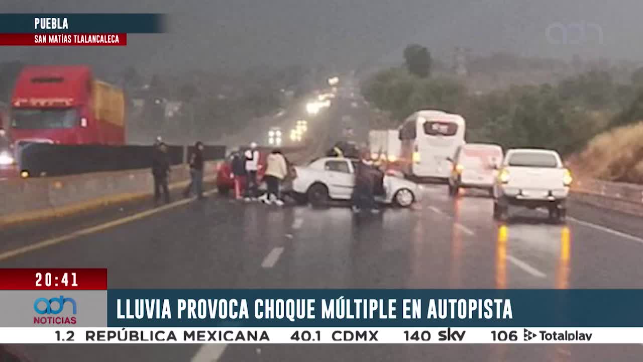 Fuerte lluvia provoca choque múltiple en la autopista México-Puebla; no hay lesionados