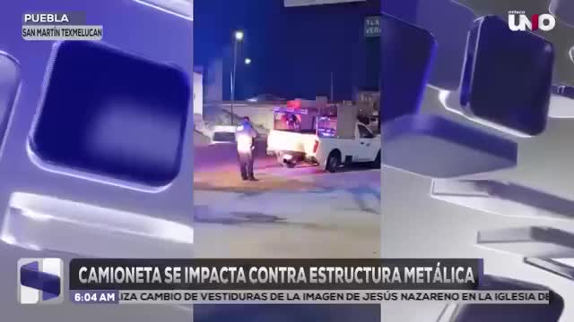 Se registra accidente en San Martín Texmelucán: conductor se estrella contra estructura