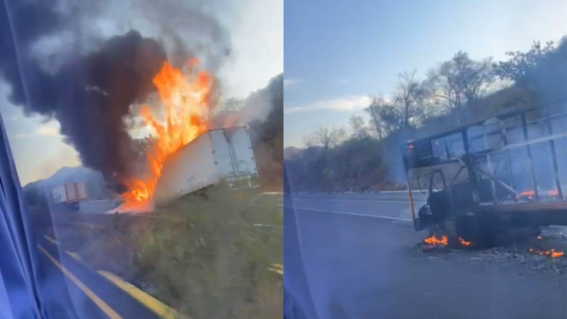 Reportan incendio de tráileres en la México 15 a la altura de Elota