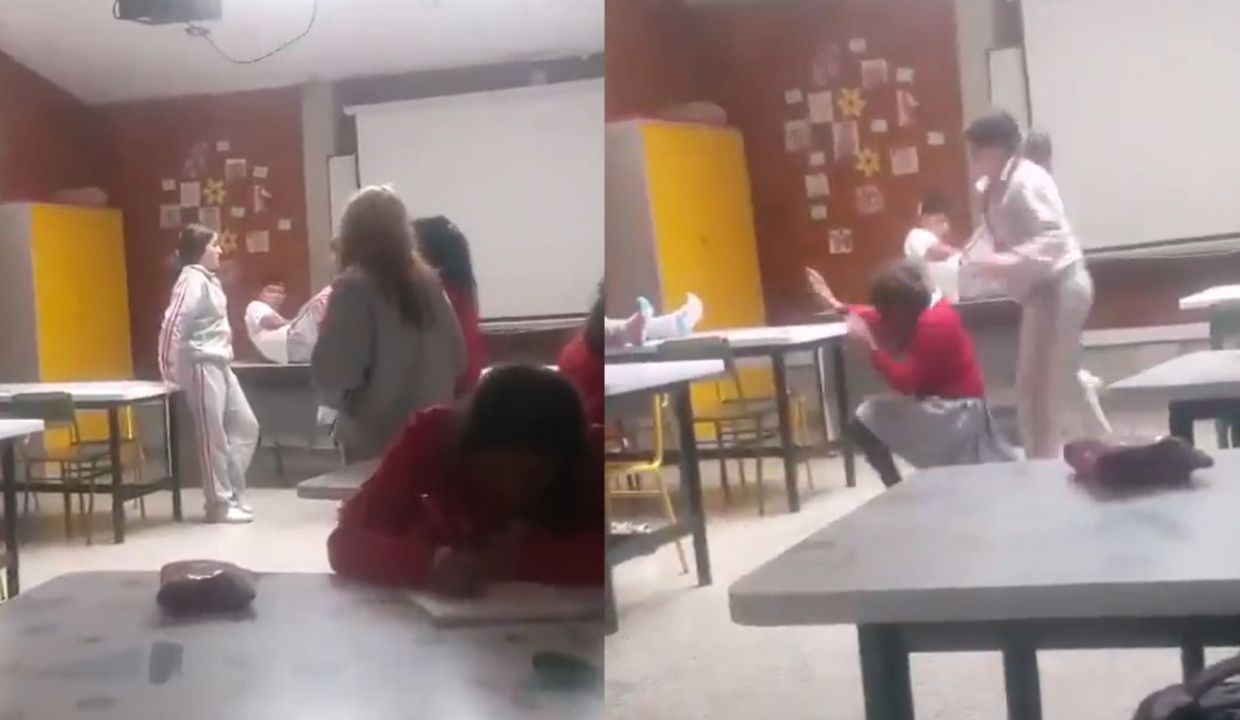 VIDEO: ¡Salón de clases se convierte en ring! Captan pelea entre estudiantes en plena aula