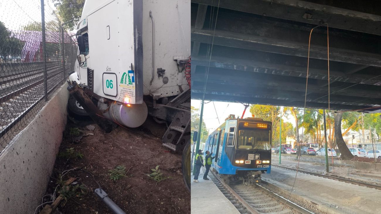 Tráiler impacta contra muro del Tren Ligero en la CDMX