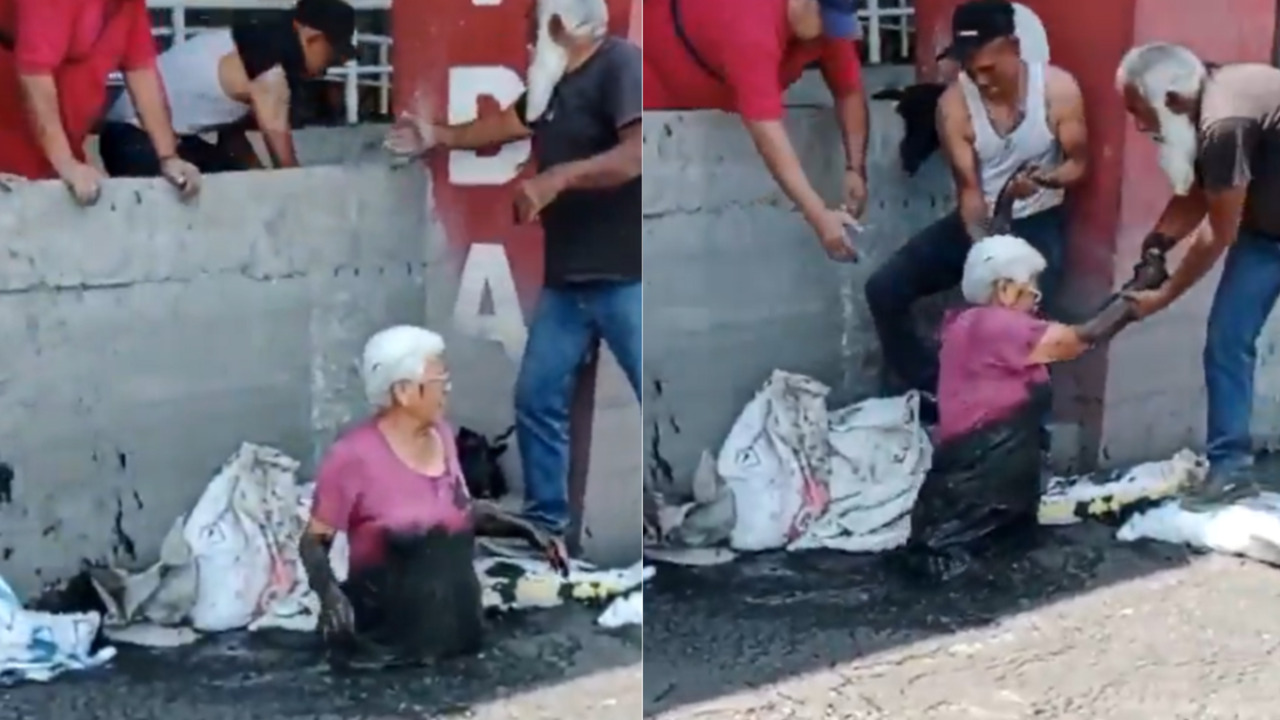 Abuela cae en coladera de aguas negras en Ecatepec; captan en VIDEO el rescate
