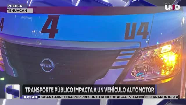 Choque entre transporte público y auto en Tehuacán deja un lesionado en Ignacio Zaragoza
